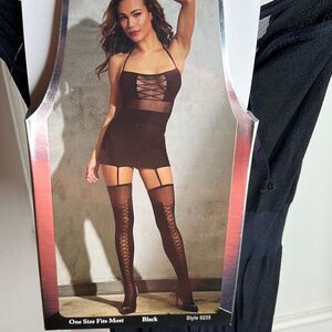 Dreamgirl Sheer Garter Dress with Thigh High Stocking Black New valentines